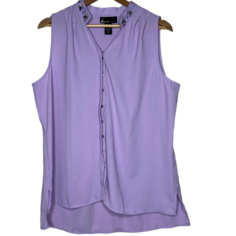 Lane Bryant Sleeveless Beaded Blouse Lavender Size 18 - Picture 1 of 3